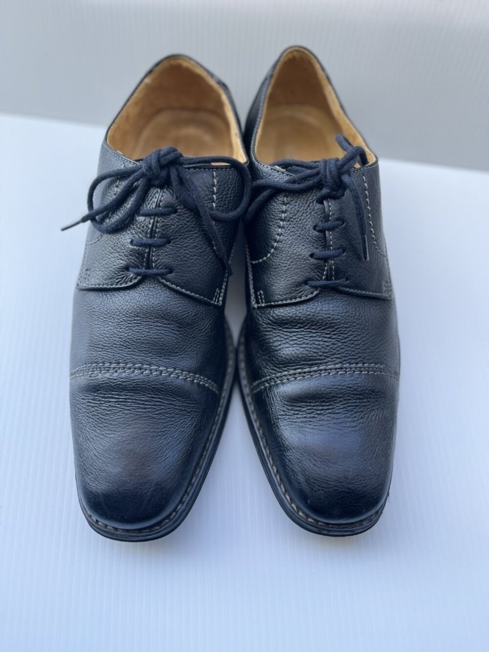 Sandro Moscoloni Mens 10.5 D Black Leather Cap Toe Derby Dress Shoes Brazil - Picture 11 of 14